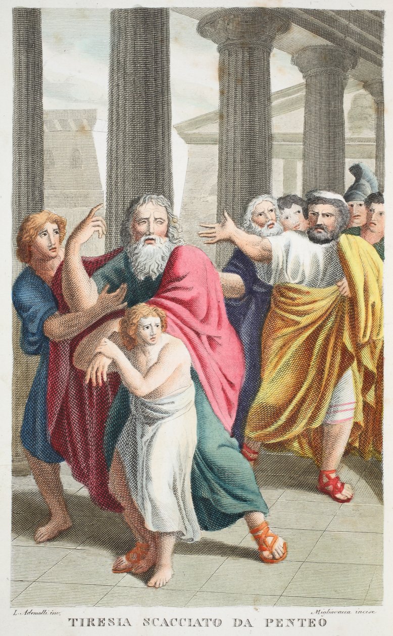 Tiresias dismissed by Pentheus or Tirenia Scacciato da Penteo, Book III